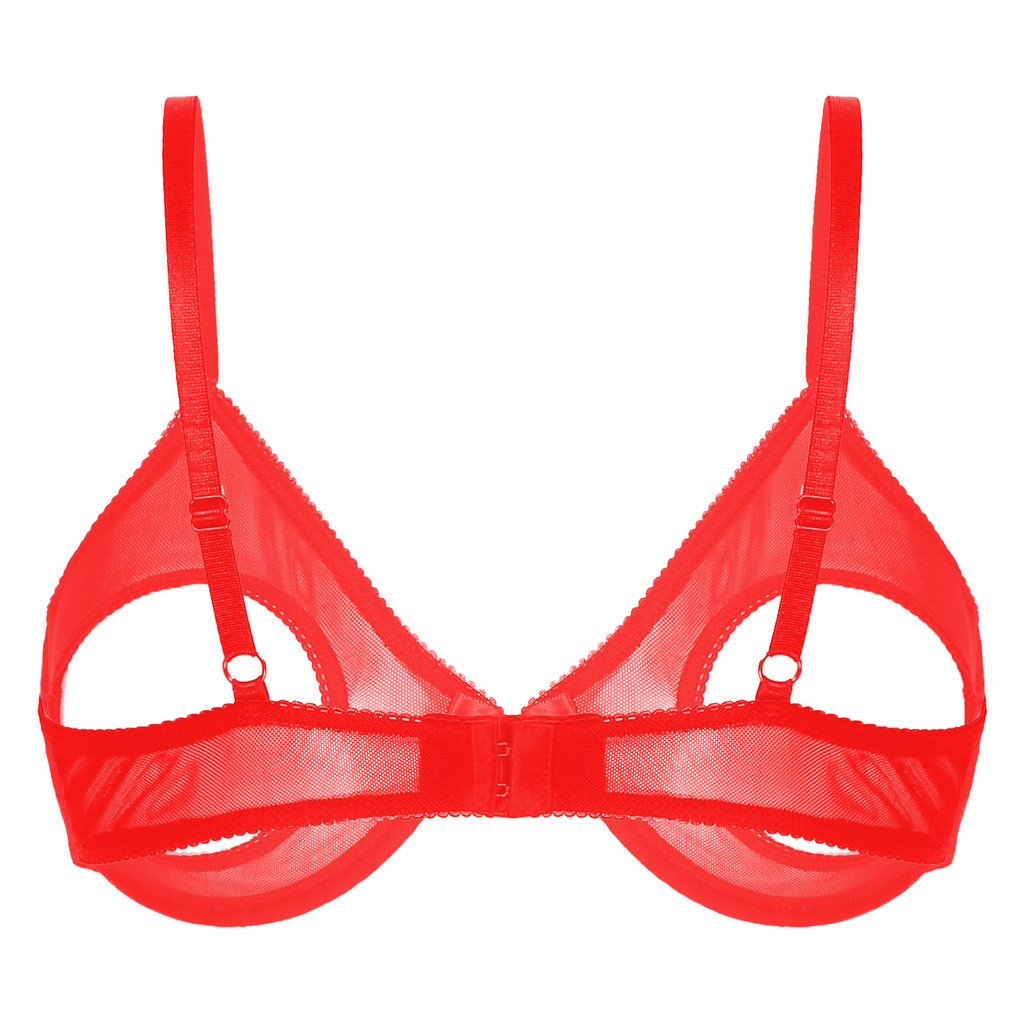 YOOJOO Nữ Rỗng Ra Mở Cốc Underwired Áo Ngực Có Thể Điều Chỉnh Dây Sheer Lưới Brassiere