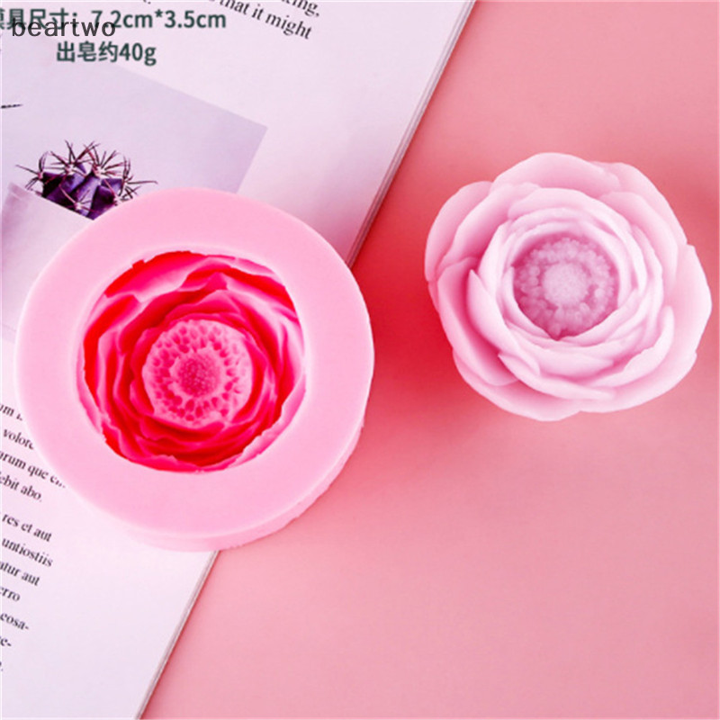 < Beartwo > Hoa Mẫu Đơn Xà Phòng Handmade Khuôn Silicon Làm Bánh Fondant Trang Trí Đẹp