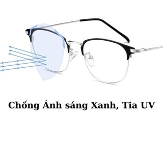Kính thời trang nam nữ gọng kim loại phong cách hàn quốc, Mắt kính mát không độ giả cận Styley K024