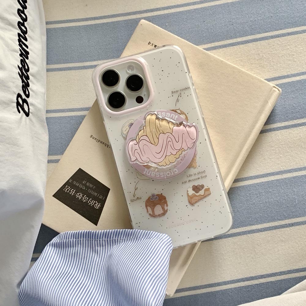 Ốp Lưng Cứng Tương Thích Với iPhone 13 14 14Pro 14ProMax 15 15Pro 15ProMax 16 16Pro 16ProMax Ốp Nam Châm Họa Tiết Croissant