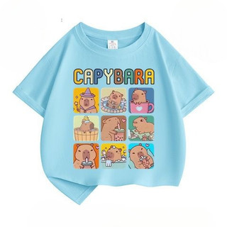 2024 Fresh Kids 'Capybara Áo thun ngắn tay hoạt hình - Áo thun mùa hè hợp thời trang cho bé trai và bé gái