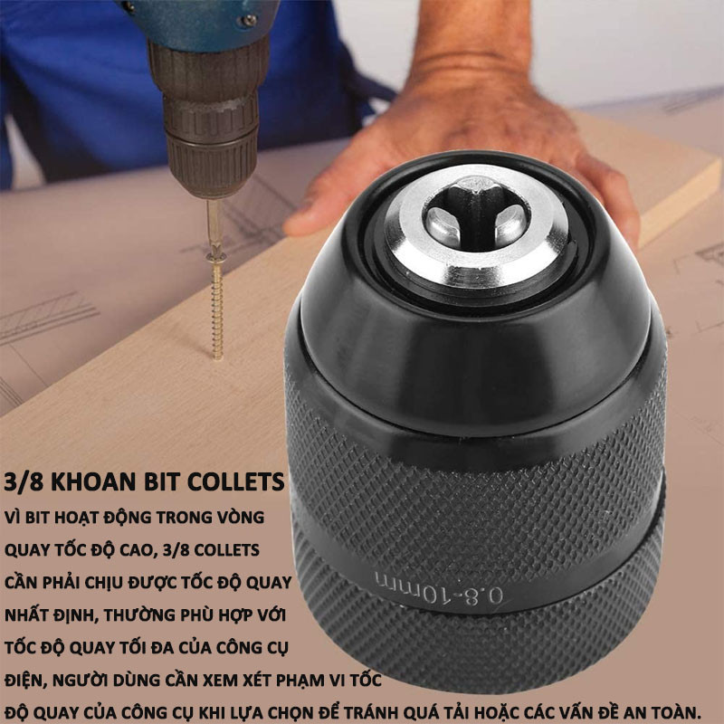 Đầu Kẹp Mũi Khoan Bằng Kim Loại 10mm - Hàng Cao Cấp,Mâm cặp khoan điện,Mâm cặp khoan siêu nhỏ