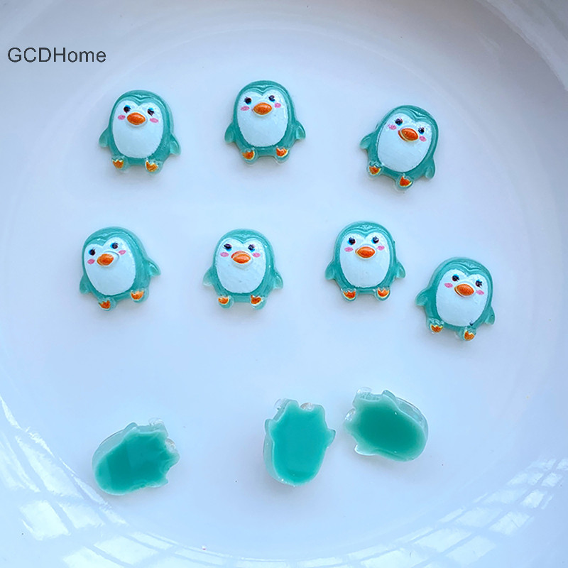 Gcdhome 50 Chiếc Mới Hoạt Hình Dễ Thương Chim Cánh Cụt Nhựa Hình Thủ Công Flatback Cabochon Trang Trí Trang Sức Làm Tóc Phụ Kiện HOT