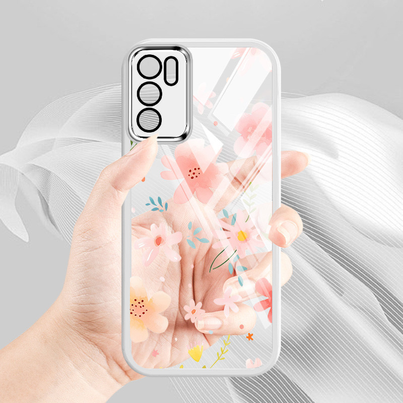 Ốp Điện Thoại Trong Suốt Màu Siêu Mỏng YBD Cho OPPO Reno 12 Pro Reno 12F Realme C65 4G A3 Pro (Ấn Độ) Họa Tiết Hoa Nhỏ Dễ Thương (Phim Ống Kính Tích Hợp)