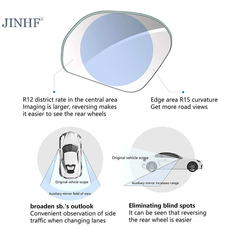 Jinhf Gương Chiếu Hậu Ô Tô Điểm Mù Rộng Góc, Tròn Lồi Hút HOT