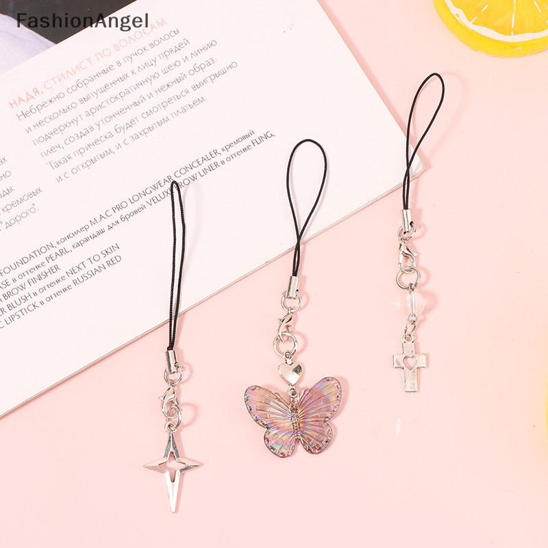 FashionAngel Thời Trang Ngôi Sao Chữ Thập Mặt Dây Điện Thoại Dây Cho Bé Gái Tối Giản Y2K Dây Đeo Điện Thoại Di Động Móc Khóa Trang Trí TH