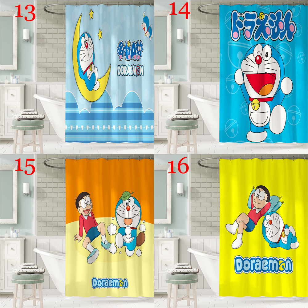 Hoạt Hình Dễ Thương Doremon Polyester Chống Thấm Nước Màn Tắm Chống Nước Phòng Tắm Trang Trí Màn Tắm Vải Trang Trí Phòng Tắm Bộ 12 Móc