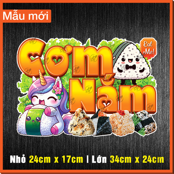 Miếng dán CƠM NẮM decal trang trí tường tủ kính xe đẩy quán ăn decor ...