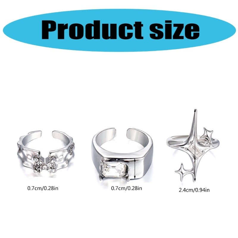 Nhẫn đôi Zircon sành điệu COO di động để mặc hàng ngày và những dịp đặc biệt
