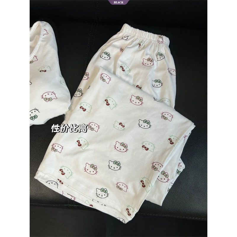 Bộ Đồ Ngủ Mèo HelloKitty Nữ Xuân Thu Mới Quần Dài Tay Phong Cách Công Chúa Nhật Bản Mặc Ở Nhà [BL]