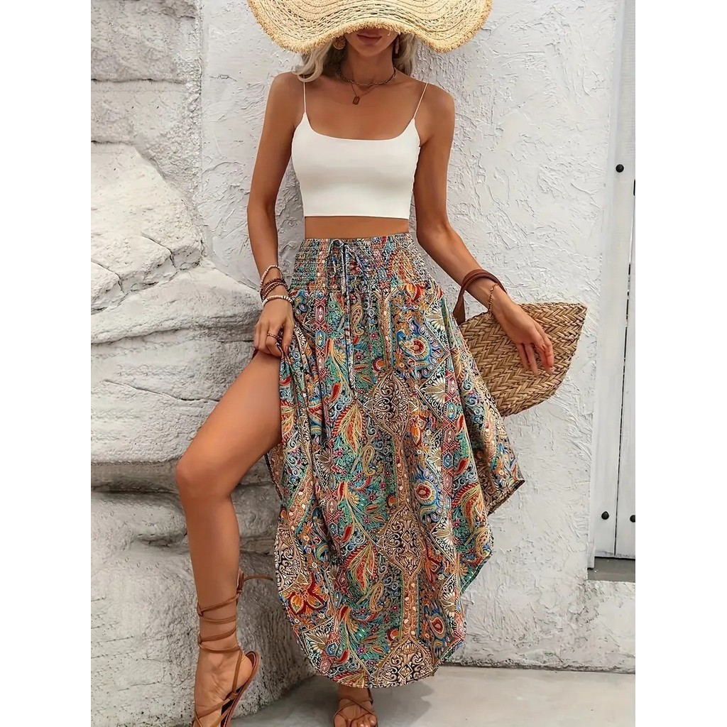 A.t.a Phong Cách Mới Bohemian Nổi Tiếng Phong Cách Dân Tộc Váy Chữ a In Độc Đáo Váy Phù Hợp Với
