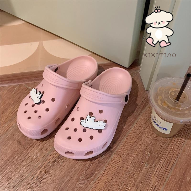 Xixitiao Dép Dép Mùa Hè EVA Hoạt Hình Mới Giày Lỗ Dễ Thương Sinh Viên Thường Ngày Mặc Ngoài Trời Đế Mềm Giày Đi Biển ins Hợp Thời Trang