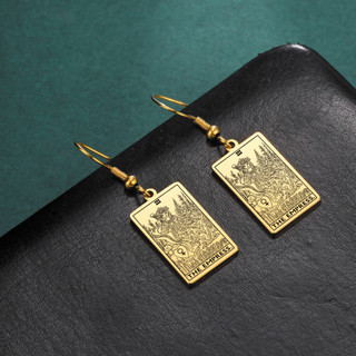 Bông tai thẻ bài Tarot bằng thép không gỉ SKYRIM Titan có họa tiết khắc Laser Trang sức thời trang