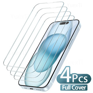 4 Full Cover Kính Cường Lực Cho iPhone 11 12 13 14 15 16 Pro Max Bảo Vệ Màn Hình Cho iPhone X XR XS Max 7 8 Plus Kính Phim