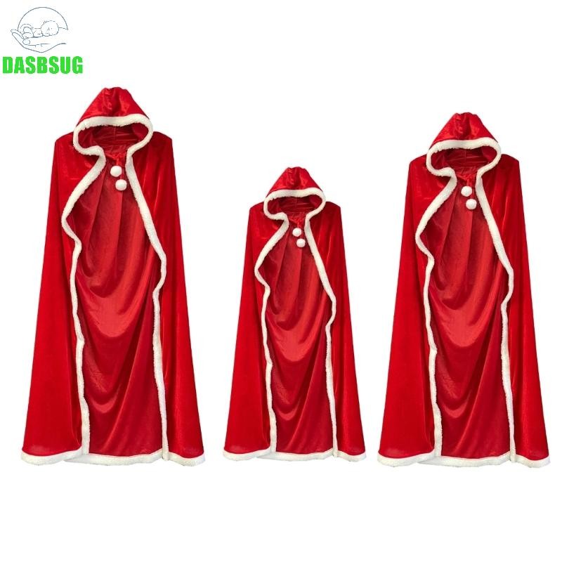 Dasbsug Nhung Có Mũ Trùm Đầu Áo Choàng Giáng Sinh Ông Già Noel Cosplay Trang Phục Đỏ Áo Khoác Áo