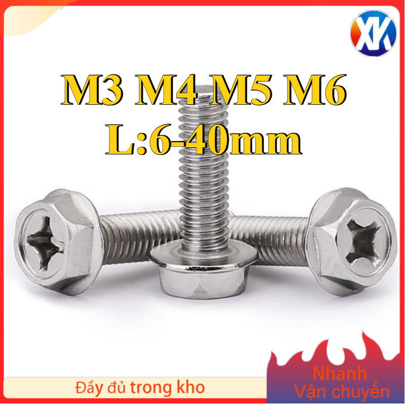 Bulong liền long đền INOX 304 - Ốc chống tháo ,Bulong lục giác ngoài M3 ...
