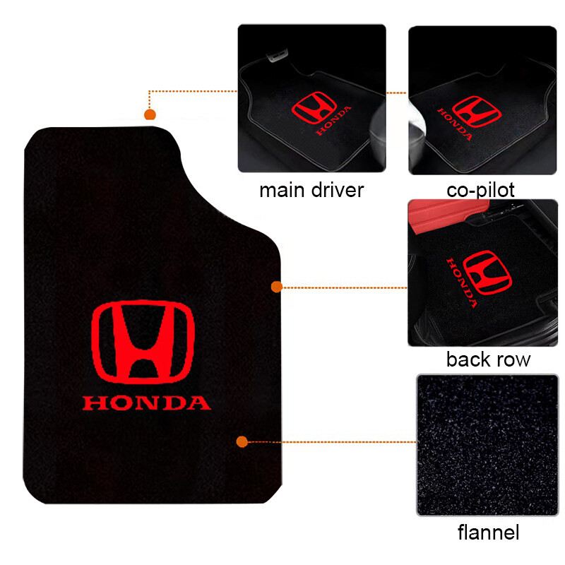 4 Thảm Flannel Thảm Lót Sàn Ô Tô Chống Trơn Trượt Cho Xe Honda Civic CRV BRV HRV City Jazz Fit Odyssey Jade