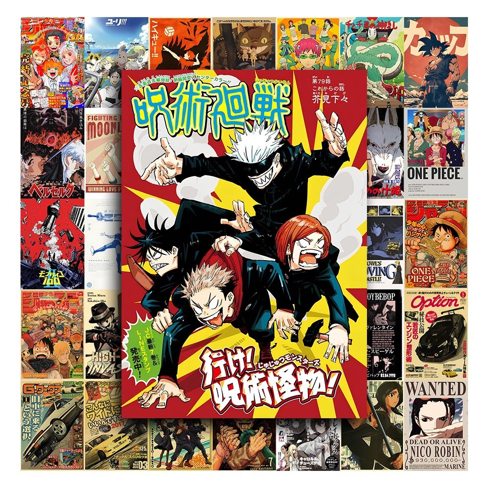 [Giấy] A5 In Màu - Set 50 Tờ Poster Giấy Dán Tường - HÌNH ANIME VINTAGE - Decor Trang Trí Nhà | MS: 111453