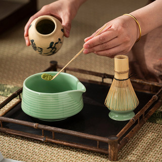 Pha Matcha Bộ Chổi 4in1,Bát đánh matcha,Cây đánh trà xanh matcha, Phới pha matcha và chân đế