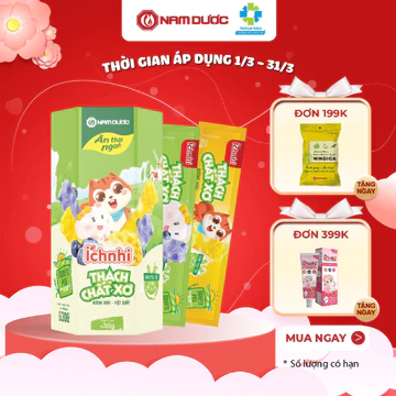 Thạch chất xơ Ích Nhi, bổ sung chất xơ hòa tan giúp nhuận tràng, hỗ trợ tiêu hóa cho bé, cân bằng hệ vi sinh, 21 túix30g