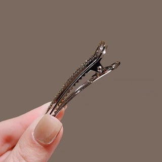 MAUROPOLI [Hàng có sẵn] Đường mờ kim cương vỡ ~ Kẹp tóc kim cương đen Nổ phong cách mới Tính khí cao cấp trán gãy Tóc mỏ vịt Kẹp bên