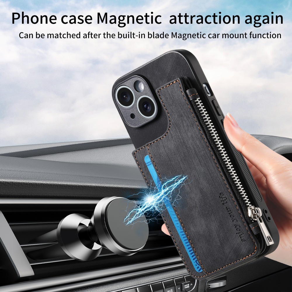 Ví Dây Kéo Retro Có Đựng Thẻ Ốp Lưng Điện Thoại Cho IPhone 16E 16 15 14 Plus 13 12 Mini 11 Pro Max XS XR 7 8 Plus Bao Da