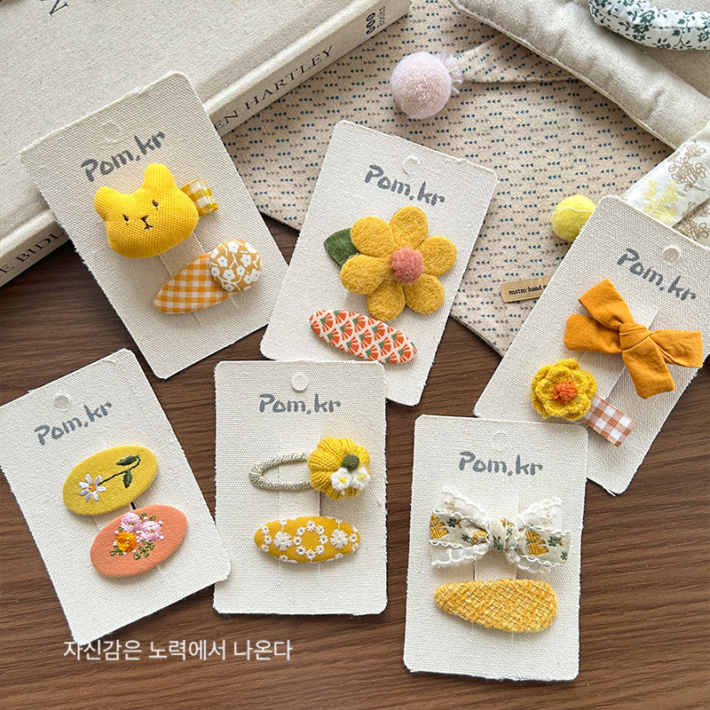 Bộ kẹp tóc màu vàng dễ thương cho bé gái