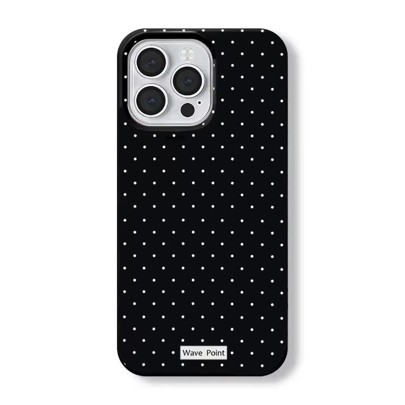 Ốp Điện Thoại Chấm Bi Trắng Sáng Tạo Hàn Quốc Cho iPhone 16 15 14 Plus 13 12 11 Pro Max XR X XS Max 7 8 Plus 16E Vỏ Đen Bóng Mềm Chống Sốc