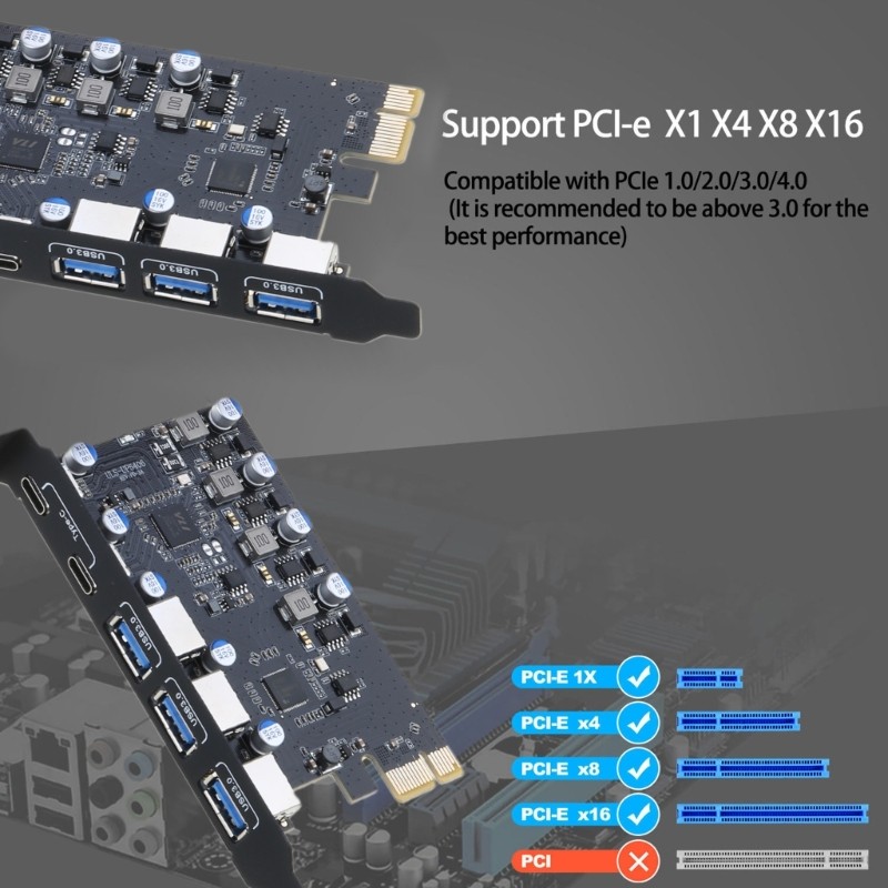 VIC USB 3 0 PCIE 4 0 x16 Board PCIE USB3 0 Adapter Bộ Điều Khiển USB Thẻ Cho PC