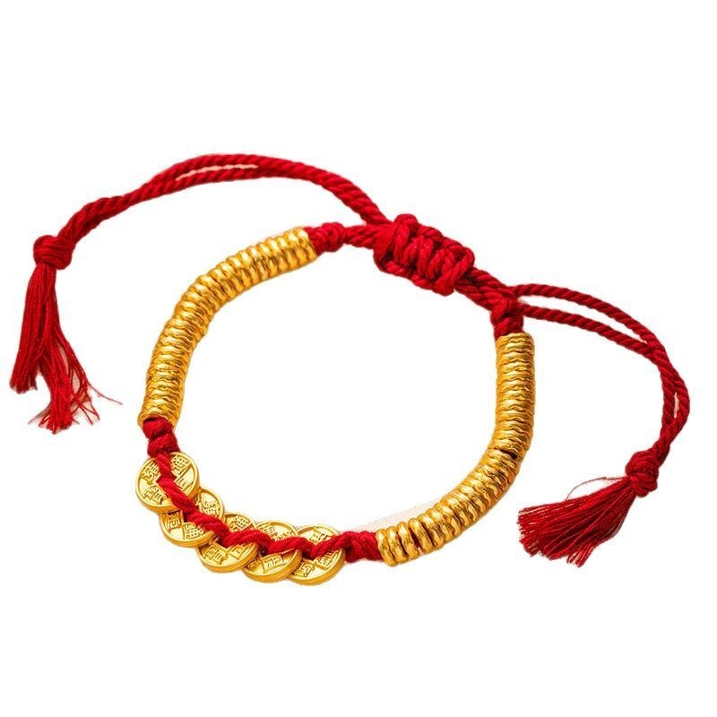 Vòng tay dây đỏ phong cách Trung Quốc, họa tiết xoắn, hợp nam nữ, phụ kiện may mắn, bao bì đơn giản kèm hộp quà chống bụi Op