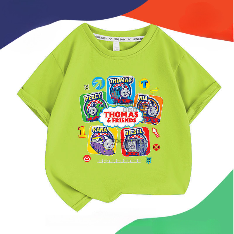 Áo thun in hình Thomas và các bạn cho trẻ em, thoáng khí và thoải mái, phù hợp cho bé trai và bé gái