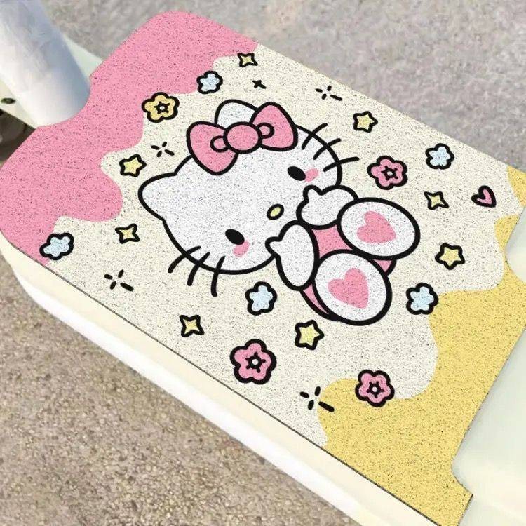 Hoạt Hình Dễ Thương Hello Kitty Vòng Lụa Xe Điện Chân Thảm Chống Bụi Bẩn Đa Năng Miễn Phí Thợ May Chống Trơn Trượt Bàn Đạp Thảm