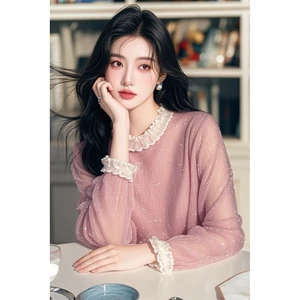 ✨2932 Người Bộ Sưu Tập 2025 Mùa Xuân Pháp Sáng Lụa Voan Áo Sơ Mi Sang Trọng Đẹp Ren Rời Nhỏ Áo Sơ Mi Top Nữ 25.3.26