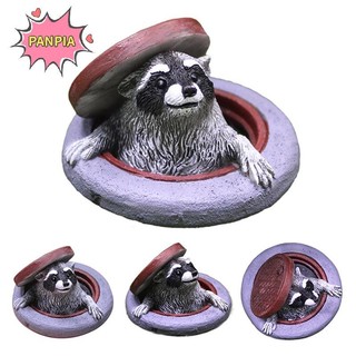 Pnpia Raccoon Trang Trí Dưới Nắp Lỗ Cửa Vườn Microlandscape Mô Phỏng Động Vật Nhựa Trang Trí Cho Sân Vườn Trong Nhà / Ngoài Trời, Bãi Cỏ, Trang Trí Để Bàn Boutique