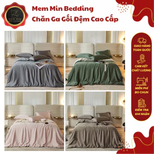 Set Chăn Ga Gối Tencel Cao Cấp Mềm Mại Tone Màu Trơn Sang Trọng Đường May Tinh Tế - MemMinbedding Luxury