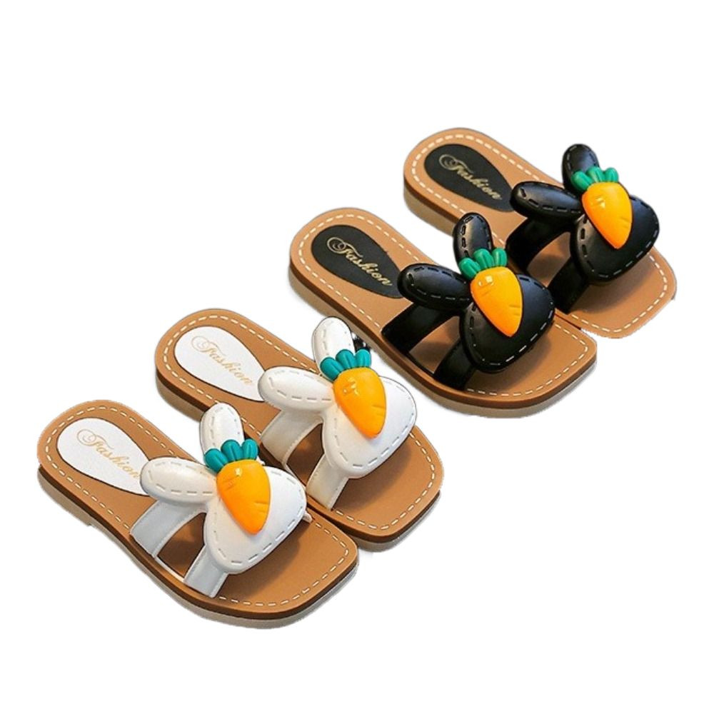 HOBBYIN 1 Dép Trẻ Em, Dép Mở Ngón Chân Chống Trơn Trượt Cho Bé, Thỏ Dễ Thương Cà Rốt Đế Mềm Giày Trẻ Em Bé Gái
