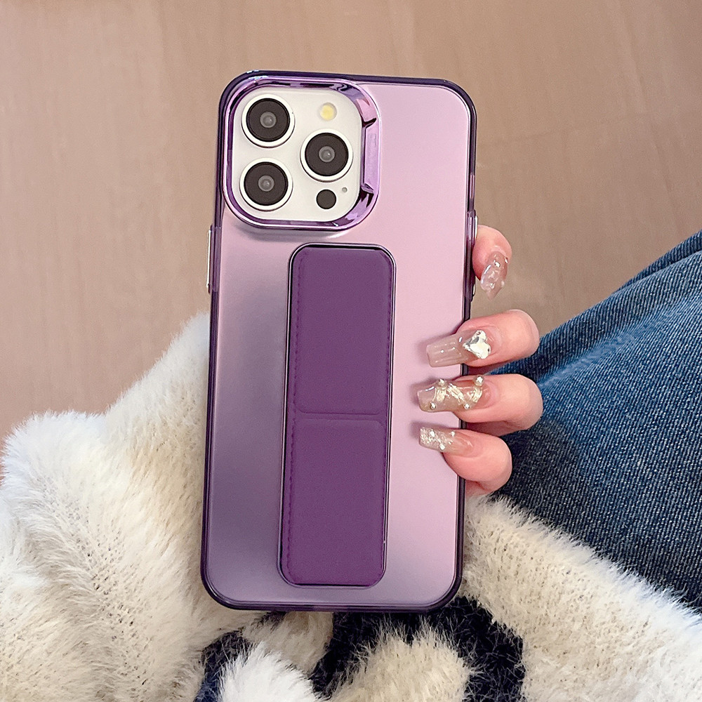 Nhiều Màu Mạ Gấp Giá Đỡ Ốp Lưng Điện Thoại iPhone 17 Pro Max 16 Plus 15 14 13 12 11 Pro Max Bảo Vệ Toàn Diện Chống Sốc Bảo Vệ Vỏ Acrylic