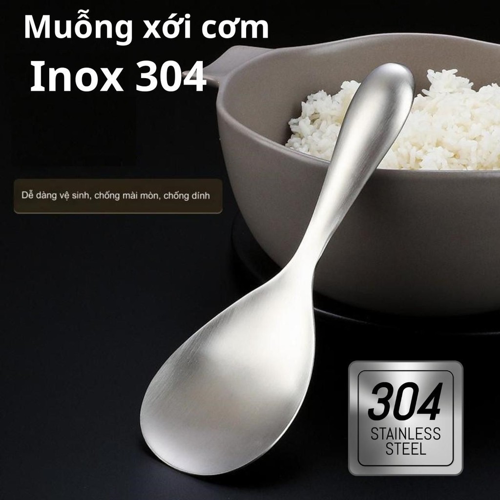 [INOX 304] Muỗng xới cơm Inox 304, đúc nguyên khối cán tròn | Shopee ...