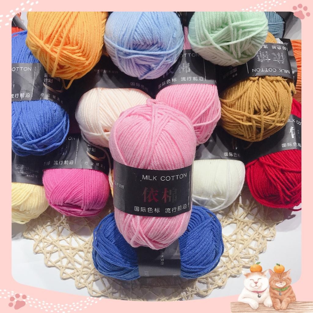 Len Milk Cotton 50g (Đủ bảng màu 01 – 86)
