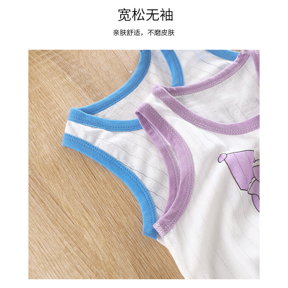 Trẻ Em Nguyên Chất Cotton Áo Mùa Hè Mỏng Phong Cách Rời Làm Mới Jacquard Nhẹ Thoáng Khí Không Tay Top Trẻ Em Hoạt Hình Thời Trang Đế JHZX