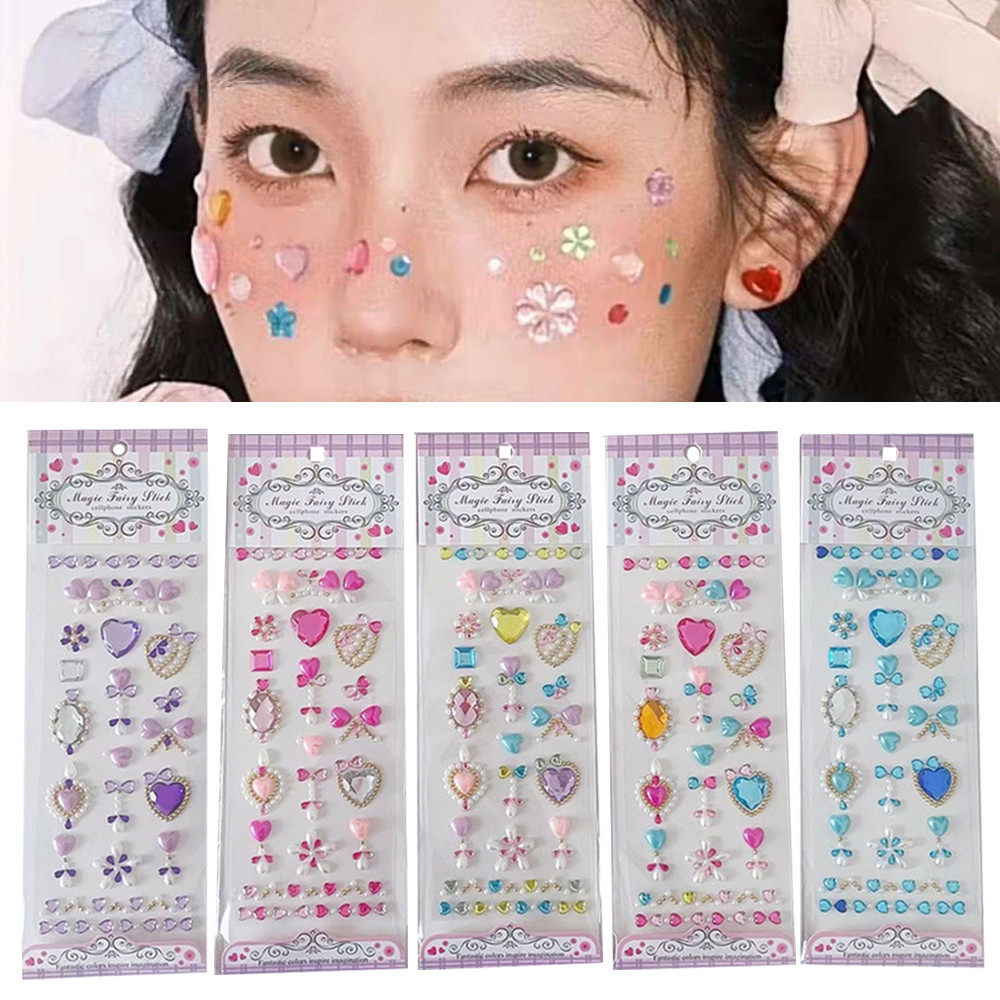 Diy Kim Cương Giả Trang Trí Mặt Mắt Trang Điểm Mũi Khoan Dùng Một Lần Hình Xăm Miếng Dán DIY Handmade Tự Dính Miếng Dán