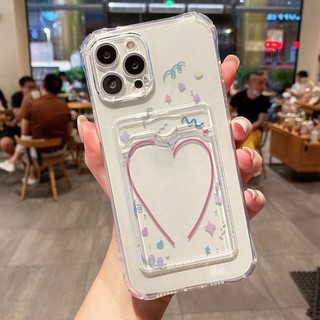 Ốp Điện Thoại Cho IPhone 15 14 13 12 Mini 11 Pro XS Max X XR 6 6s 7 8 Plus SE 2020 2022 Trái Tim Tình Yêu Giữ Thẻ Khe Cắm Túi Silicon Mềm Bảo Vệ Camera Vỏ Điện Thoại Di Động Chống Sốc