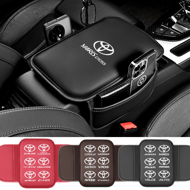Toyota Gr Thể Thao Da Tay Hộp Bảo Vệ Miếng Lót Nhớ Cotton Tăng Cường Miếng Lót Tay Trung Tâm Vỏ Bảo Vệ Trang Trí Ô Tô Phụ Kiện Cho Trd Veloz Raize Vios Avanza Innova
