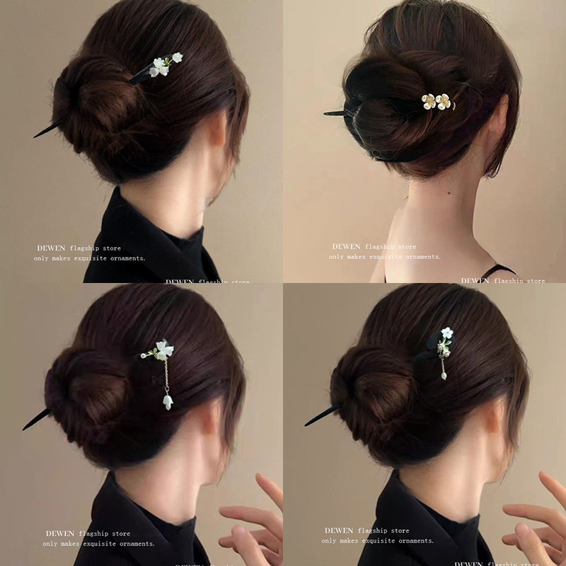 Mới Phong Cách Trung Hoa Kẹp Tóc Tươi Lily Của Thung Lũng Hoa Cuộn Tóc Retro Tua Rua Nữ Kẹp Tóc Mũ Đội Đầu