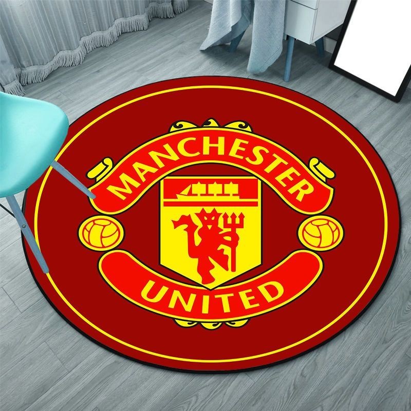Manchester United Messi Cristiano Ronaldo World Cup Câu lạc bộ bóng đá Logo Biểu tượng Thảm nhà Phòng khách Phòng ngủ Thảm nhung Thảm trải sàn tròn cho người hâm mộ bóng đá