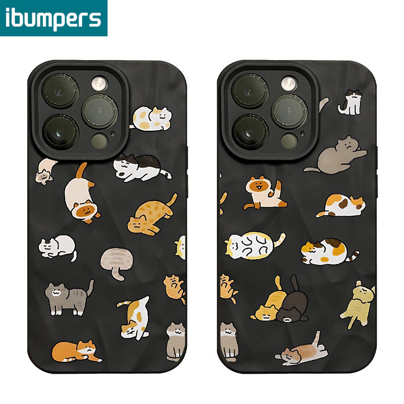 ibumpers Ốp Lưng Iphone Cute Mèo Anime Ốp Điện Thoại đen Silicon Mềm Chống Bẩn Chống Sốc Ốp điện thoại Cho Iphone 15 14 12 13 11 Pro Max IP 7 8 Plus Iphon X XS XR XsMax