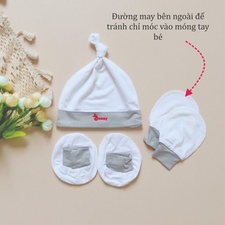 Set mũ vớ bao tay sơ sinh mùa hè chính hãng Bunnybaby chất thun lạnh Modal siêu mát mềm mịn