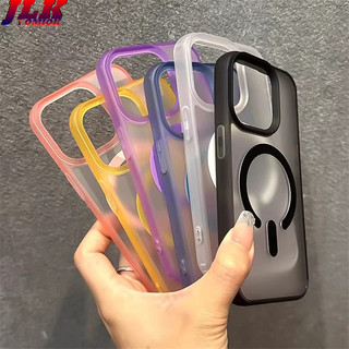 [Jlk] Ốp Sạc Không Dây Từ Tính Mờ Sang Trọng Cho iPhone 16 15 14 Plus 13 Pro Max Ốp Lưng Chống Sốc Trong Suốt