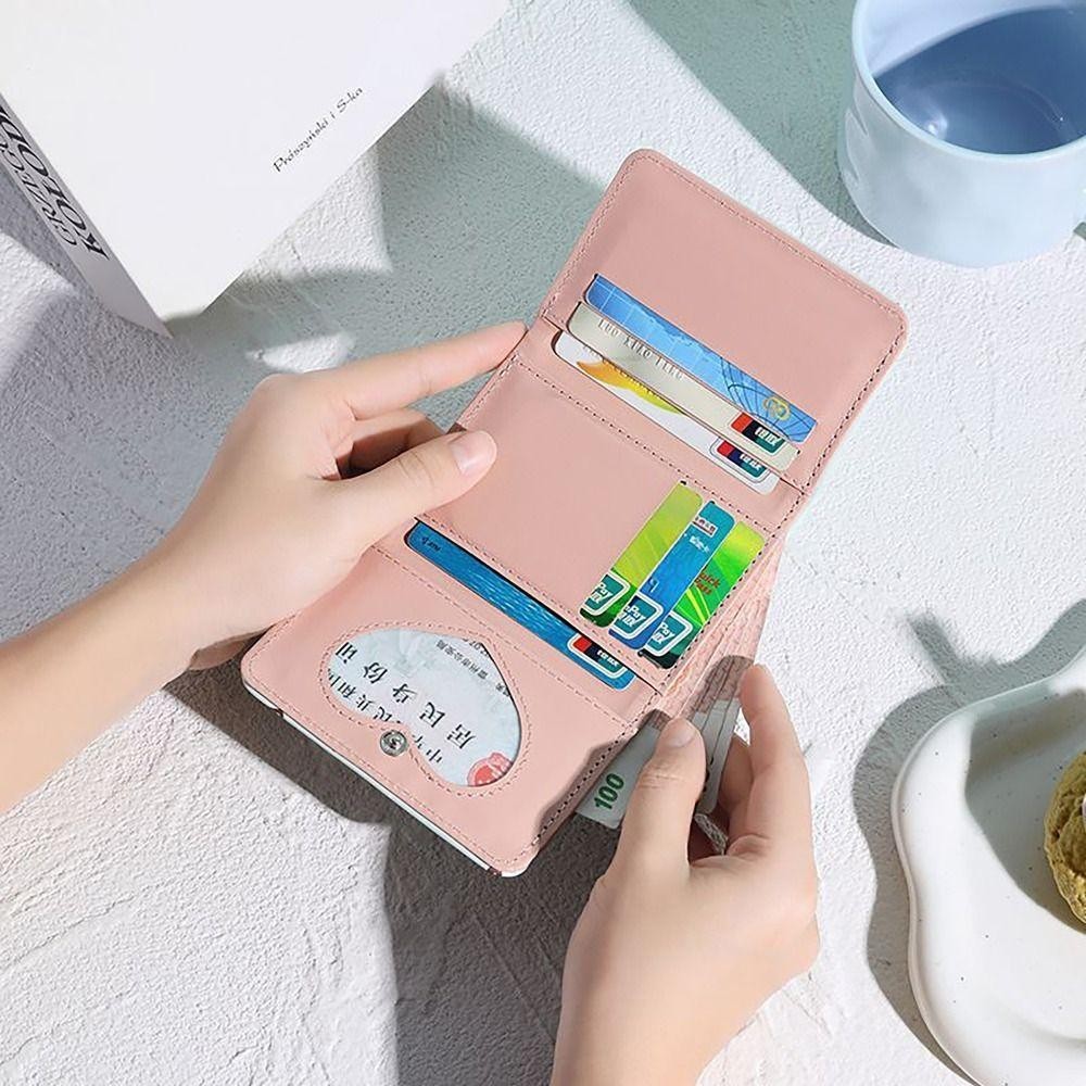 NEATNOOK Thẻ tín dụng Holoder, Ví đựng tiền xu bằng da PU INS, Chú chó con Mini dễ thương 3 lần Ví đựng thẻ cho bé gái Quà tặng học sinh