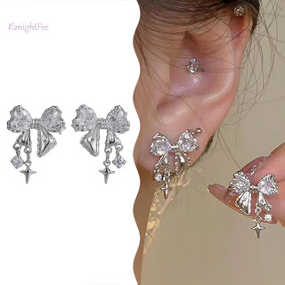 K2nightfee 1 Cặp Bông Tai Zircon Nơ Sáng Bóng Thời Trang Dành Cho Nữ Cô Gái Tính Khí Tinh Tế Ngọt Ngào Thoáng Mát Nơ Bông Tai Trang Sức VN